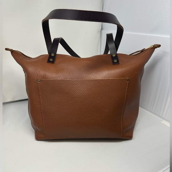 Portland Leather Handbags - Portland leather UNICORN Mondelo Brandy Large Tote with zipper squishy Pebbles